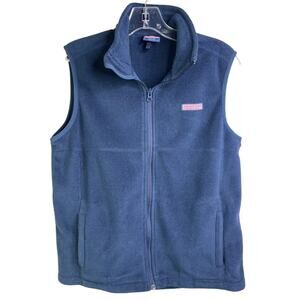 Vineyard‎ Vines Fleece Vest Boys Sz L Navy Blue Full Zip Outdoors